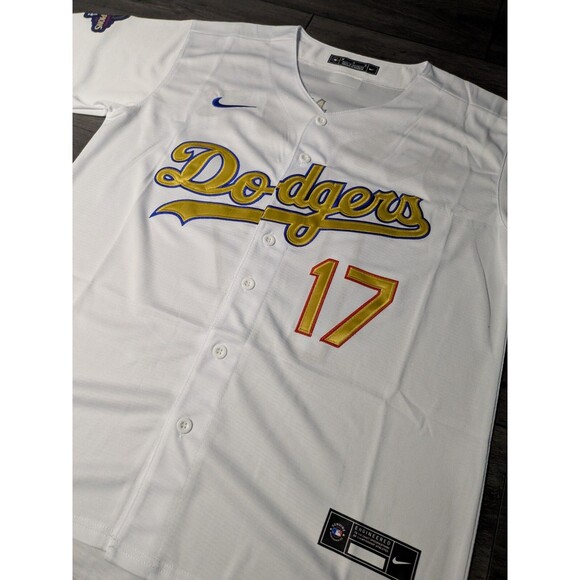 Shohei Ohtani 17 Los Angeles Dodger GOLD 2024 World Series  Kanji Jersey Medium - Picture 3 of 5